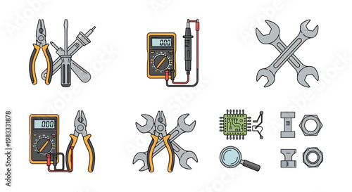 Tools and equipment for electronics work.