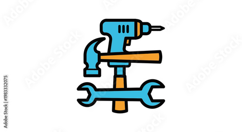 Drill and wrench tool icons combined.