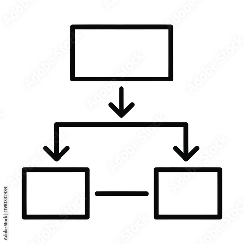 Flowchart Diagram Showing Hierarchical Structure with Rectangular Boxes Connected by Arrows Representing Workflow