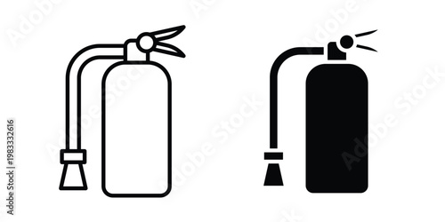 Fire extinguisher icon outline style. Black solid silhouette style icons
