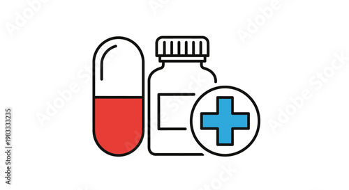 Medical pill bottle with capsule.