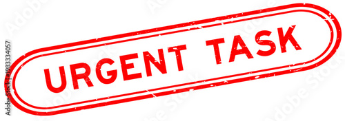 Grunge red urgent task word rubber seal stamp on white background