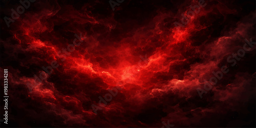 Abstract red and black smoky background with glowing light and fiery texture creating a dramatic and intense atmosphere