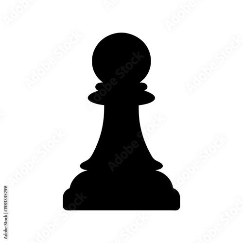 black chess pawn isolated on white background minimalist design