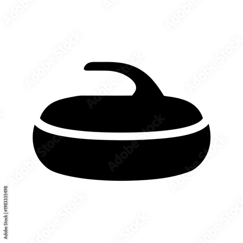 black and white curling stone with handle on isolated background