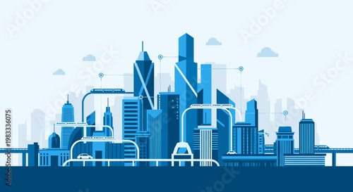 A modern and clean cityscape illustration evokes a sense of ambition and growth. Perfect for business presentations, website backgrounds, and marketin
