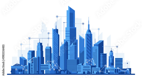 Vibrant illustration of a contemporary building with a location pin, conveying concepts of navigation, discovery, and urban development for websites o