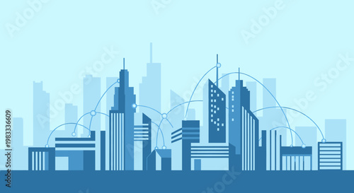 A clean, modern abstract cityscape illustration conveys a sense of progress and innovation, perfect for business presentations, website backgrounds, o