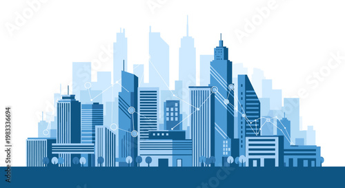 A clean, modern graphic of a cityscape conveys growth, innovation, and a sense of progress. Suitable for business presentations, website design, or ma