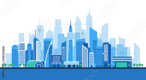 A clean, modern illustration of a city skyline conveys a sense of progress, stability, and opportunity. Perfect for business presentations, websites, 