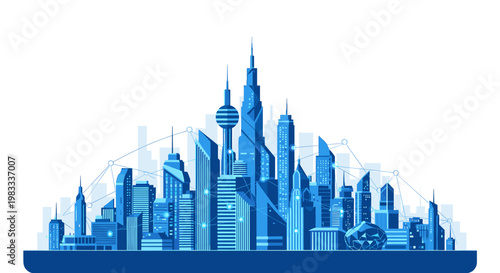 A vibrant and contemporary vector illustration depicting a city skyline, evoking a sense of progress, ambition, and urban development. Ideal for busin