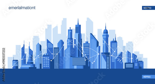 A modern illustration showcasing a cityscape with a rising graph, symbolizing business growth, economic development, and a positive future.