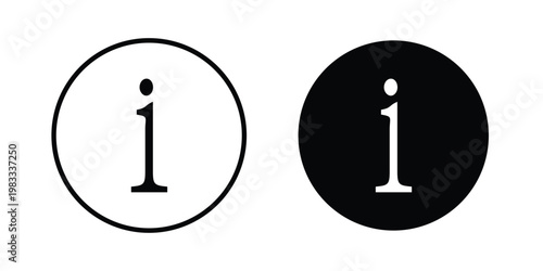 Information icon outline style. Black solid silhouette style icons