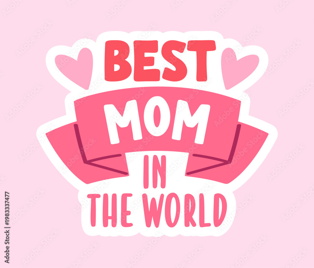 Obraz premium Mom Appreciation Badge With Heart Banner