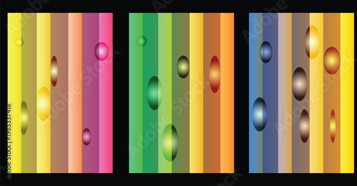 Abstract colorful vertical stripes with circular elements