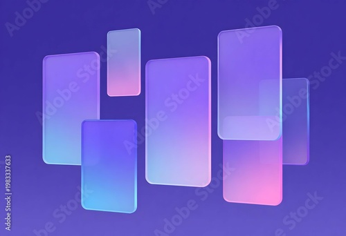 Abstract Glassmorphism Gradient Rectangles Background in Purple and Blue
