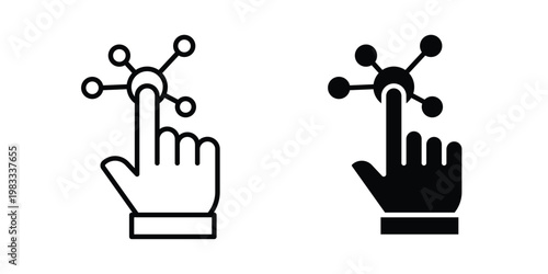 Interactivity icon outline style. Black solid silhouette style icons