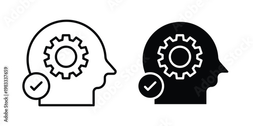 Interpretation icon outline style. Black solid silhouette style icons