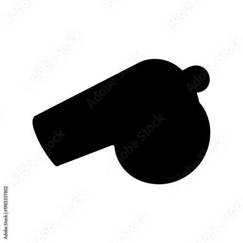 Black sports referee whistle isolated on white background minimal design