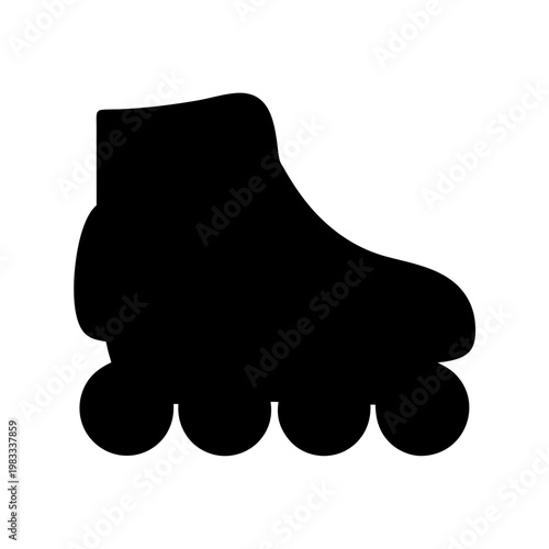 black roller skate isolated on white background minimal design