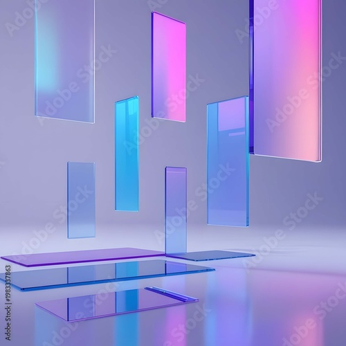 Abstract Glassmorphism Gradient Rectangles Background in Purple and Blue