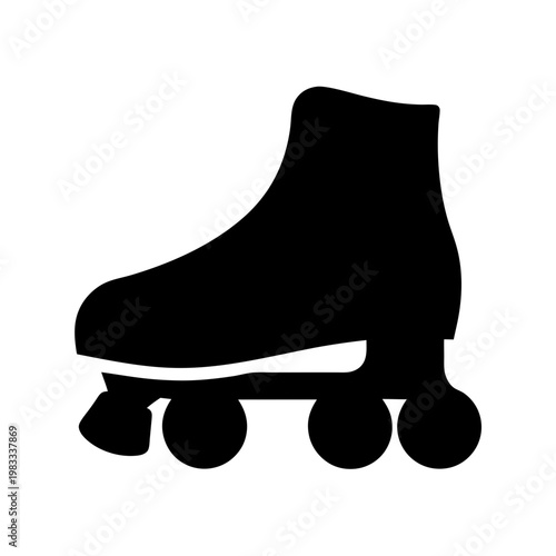 black roller skate isolated on white background minimalist design