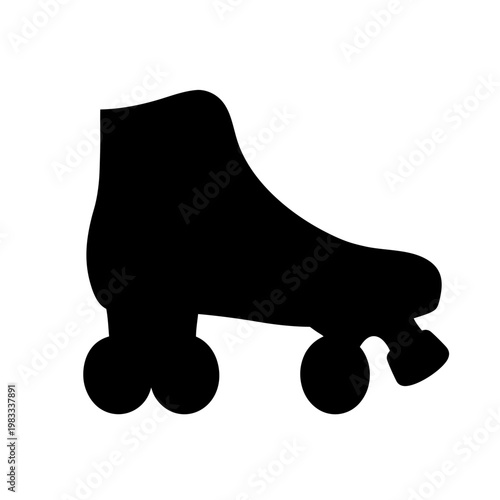 black roller skate isolated on white background minimalist design