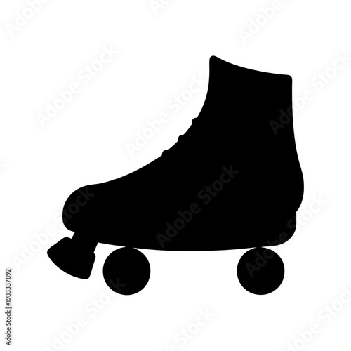 Black roller skate isolated on white background minimalist design vector illustration