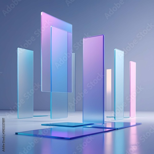 Abstract Glassmorphism Gradient Rectangles Background in Purple and Blue