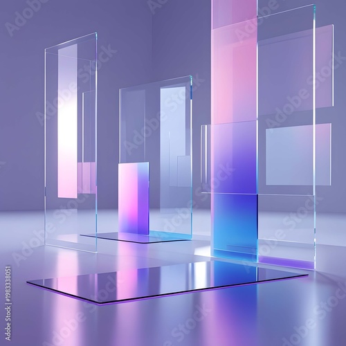 Abstract Glassmorphism Gradient Rectangles Background in Purple and Blue