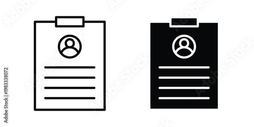 Job description icon outline style. Black solid silhouette style icons