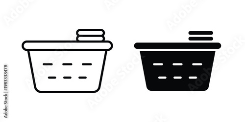 Laundry basket icon outline style. Black solid silhouette style icons