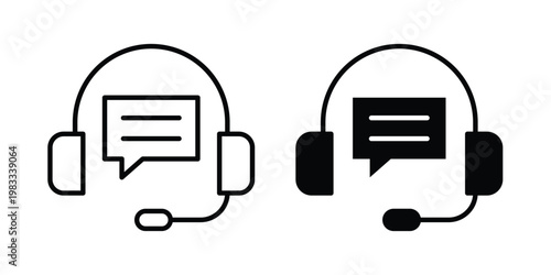 Live chat icon outline style. Black solid silhouette style icons