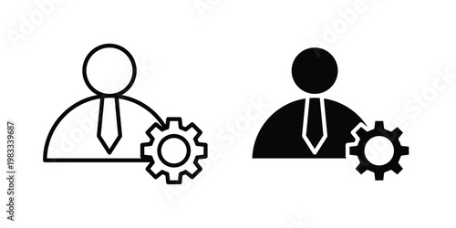 Manager icon outline style. Black solid silhouette style icons