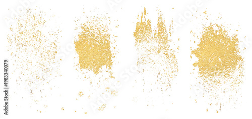 Luxury golden grunge paint brush stroke set splash vector design. abstract gold foil stain artistic line element banner border frame background.