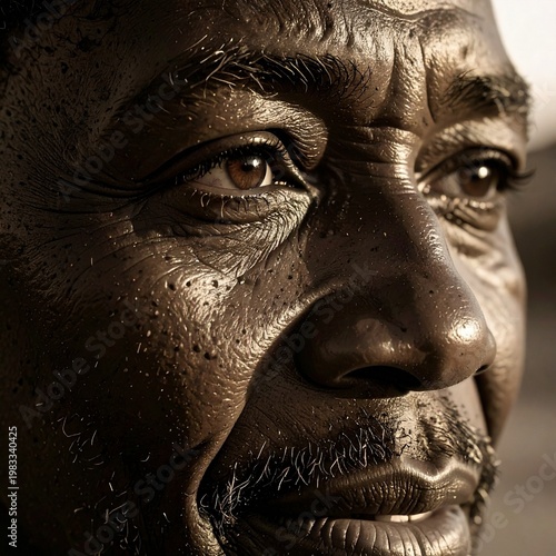 Close-up of a 50-year-old handsome african  american men's face