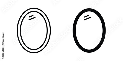 Mirror icon outline style. Black solid silhouette style icons