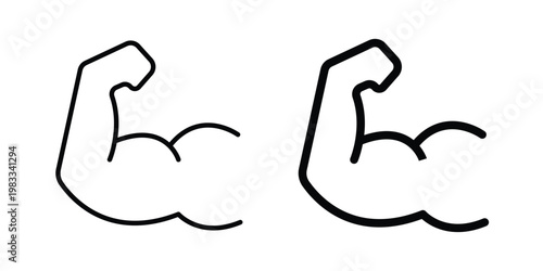 Muscle icon outline style. Black solid silhouette style icons