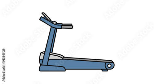 A simple blue and gray exercise machine with a console and running belt
