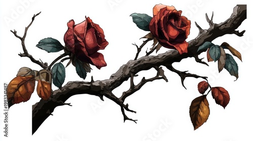 A white-background isolated tattoo featuring an elegant rose flower