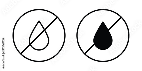Oil free icon outline style. Black solid silhouette style icons