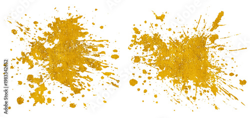 Luxury golden grunge paint brush stroke set splash vector design. abstract gold foil stain artistic line element banner border frame background.