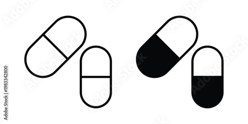 Painkiller icon outline style. Black solid silhouette style icons
