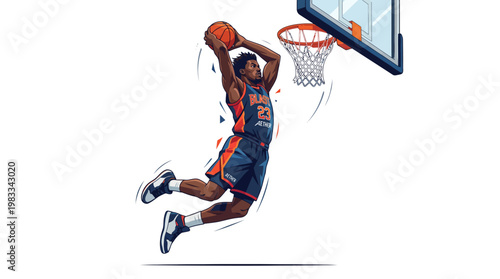 Basketball player about to dunk ball