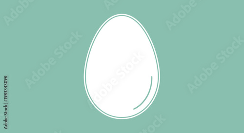 Minimalist white egg outline centered on a cool, muted green background