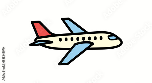 airplane flying right side vector icon for travel logo or symbol