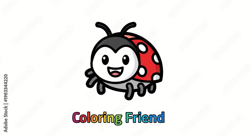 Fototapeta premium coloring book ladybug character for kids illustration