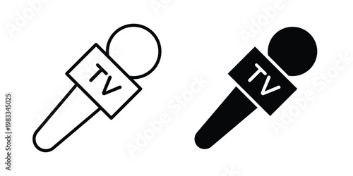Press Microphone icon outline style. Black solid silhouette style icons