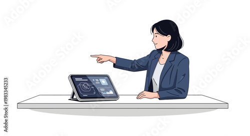 Businesswoman pointing at digital tablet screen