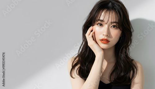 おしゃれなカットモデル女性の美容ポートレート (Soft Radiance Portrait Series)	